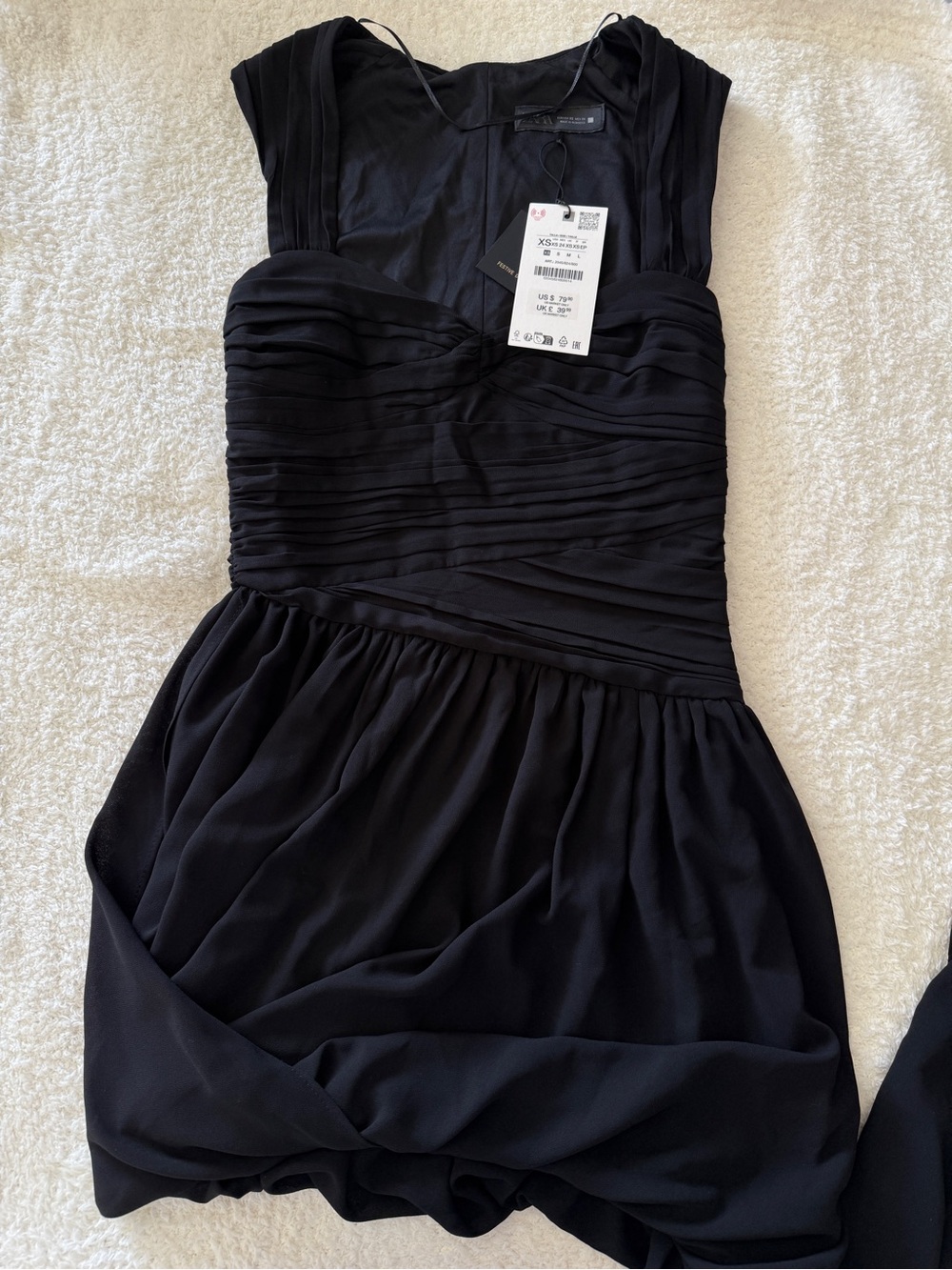 ZARA ASYMMETRICAL DRAPED MINI DRESS WITH BALLOON HEM